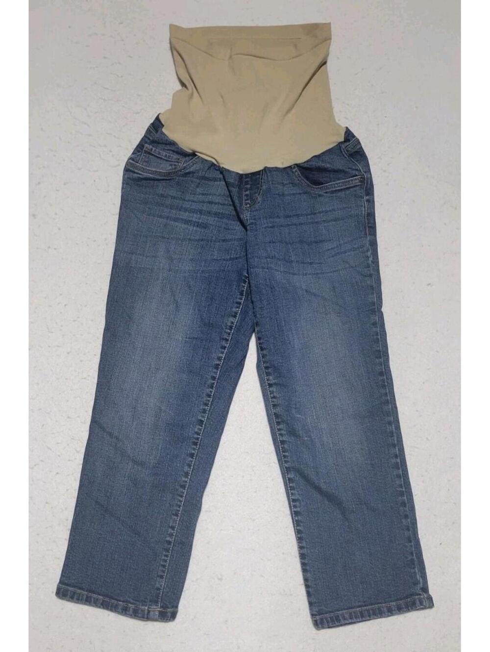 Oh Baby Motherhood Maternity Jeans Size Medium with Beige Panel